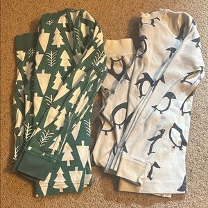 Hanna Andersson Green Tree & Cream Penguin Kids Pajama Set